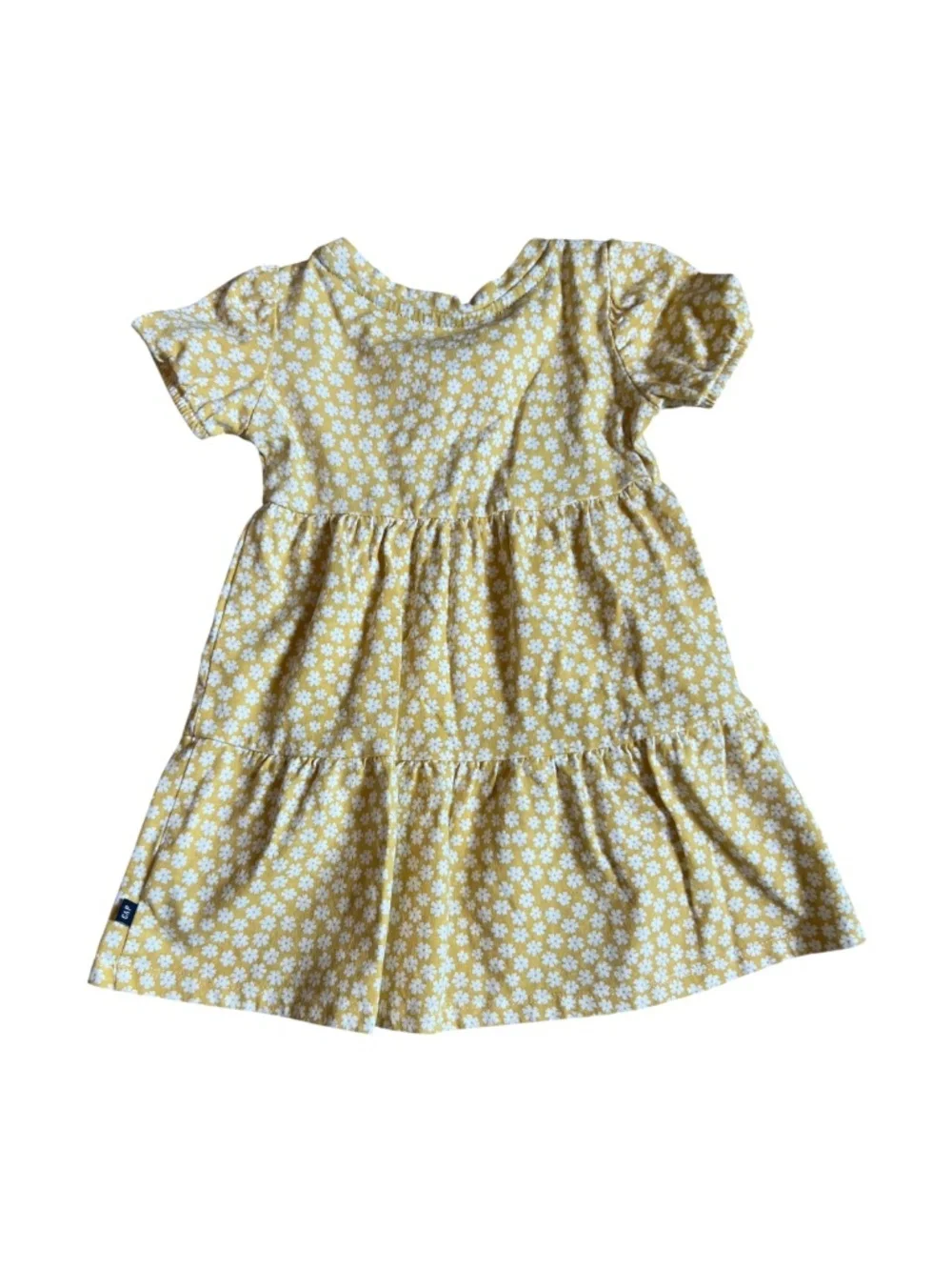 GAP 2T Girls Yellow Dress with White Flowers, 100% Cotton